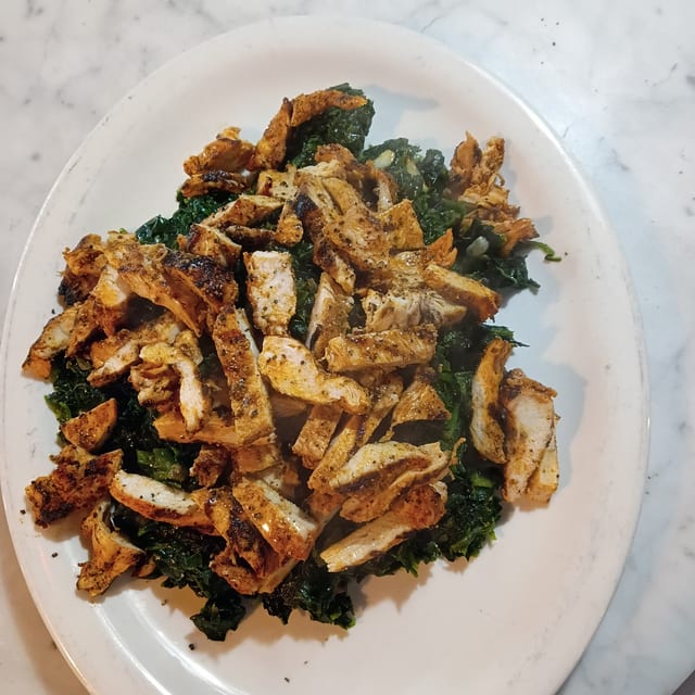 Grilled Chicken w/ Spinach Oil and Garlic.